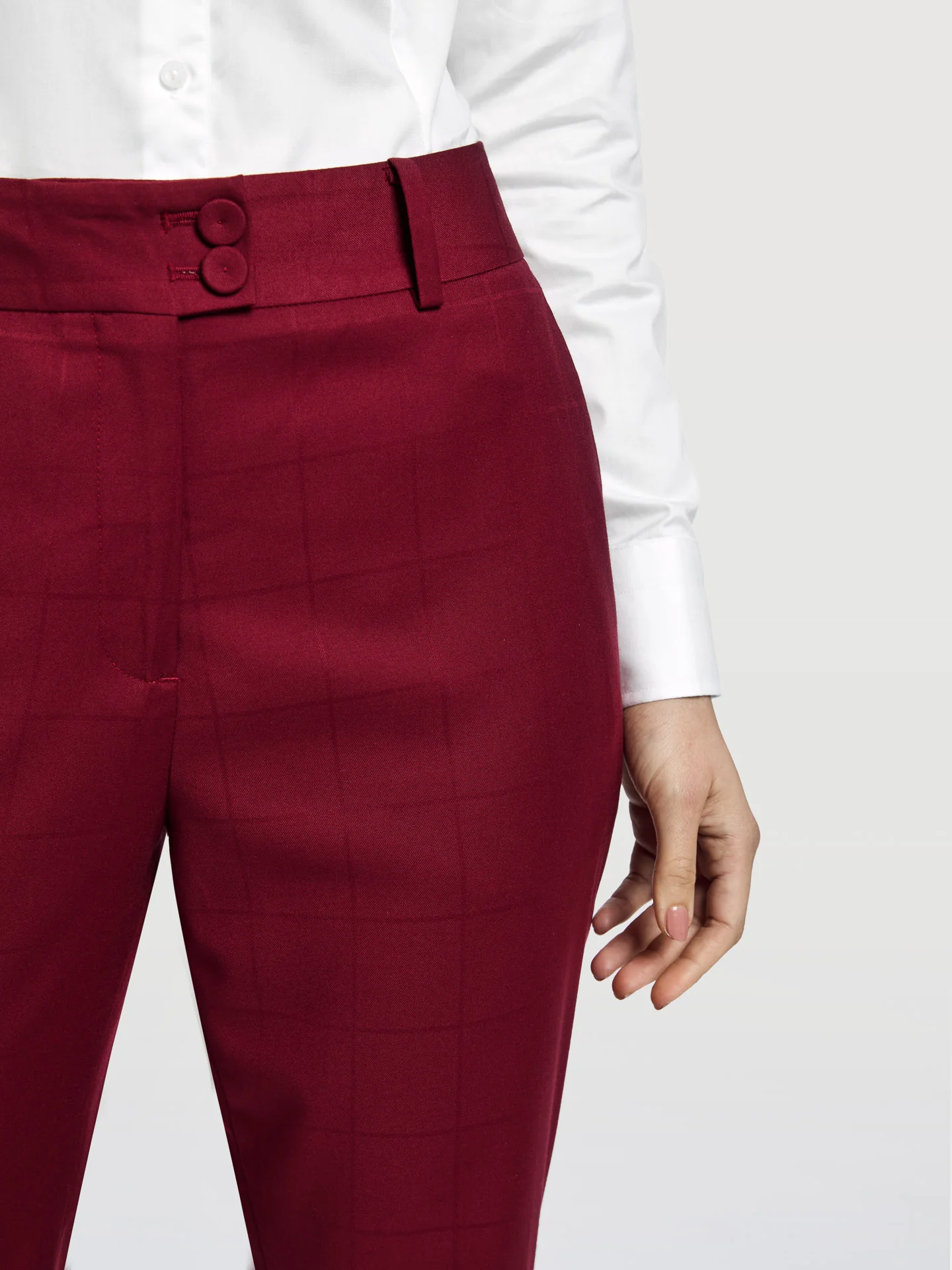 Checked Jacquard Slim Fit Suit Trousers - Image 4