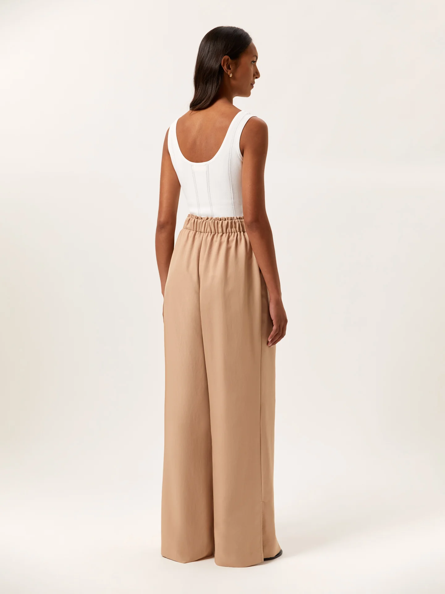Loose Fit Trousers In Tencel & Rayon Blend With Elasticated Waistband - Image 4