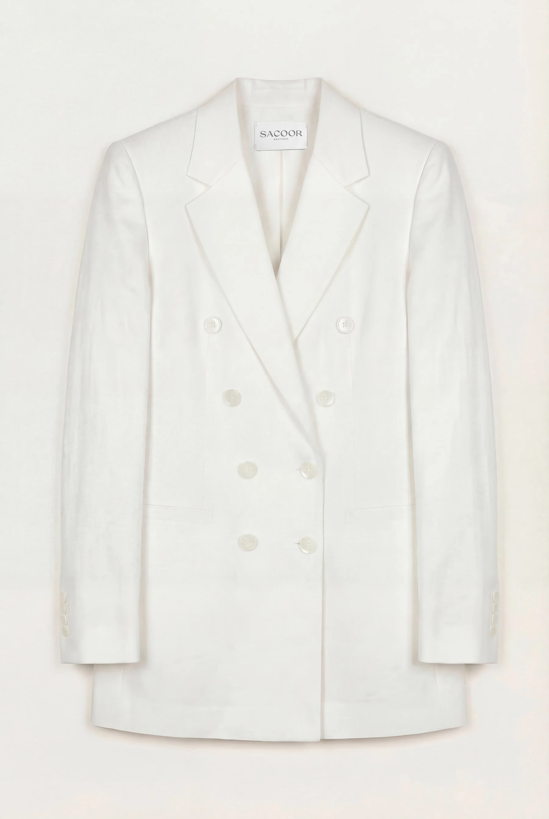 Regular Fit Double-Breasted Blazer In Lyocell Linen And Cotton Blend - Image 4