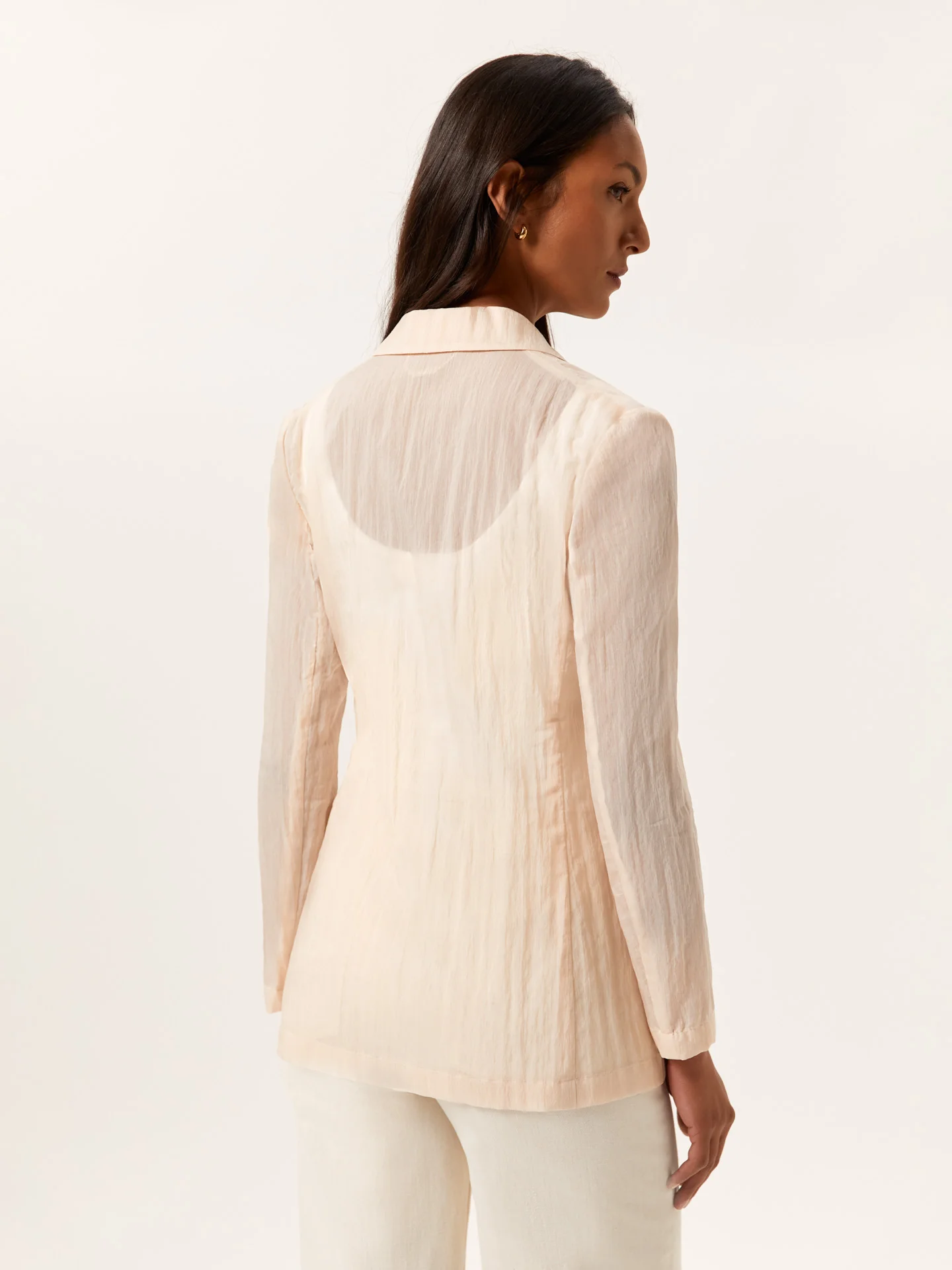 Single-Breasted Blazer In Cotton Blend Organza - Image 4