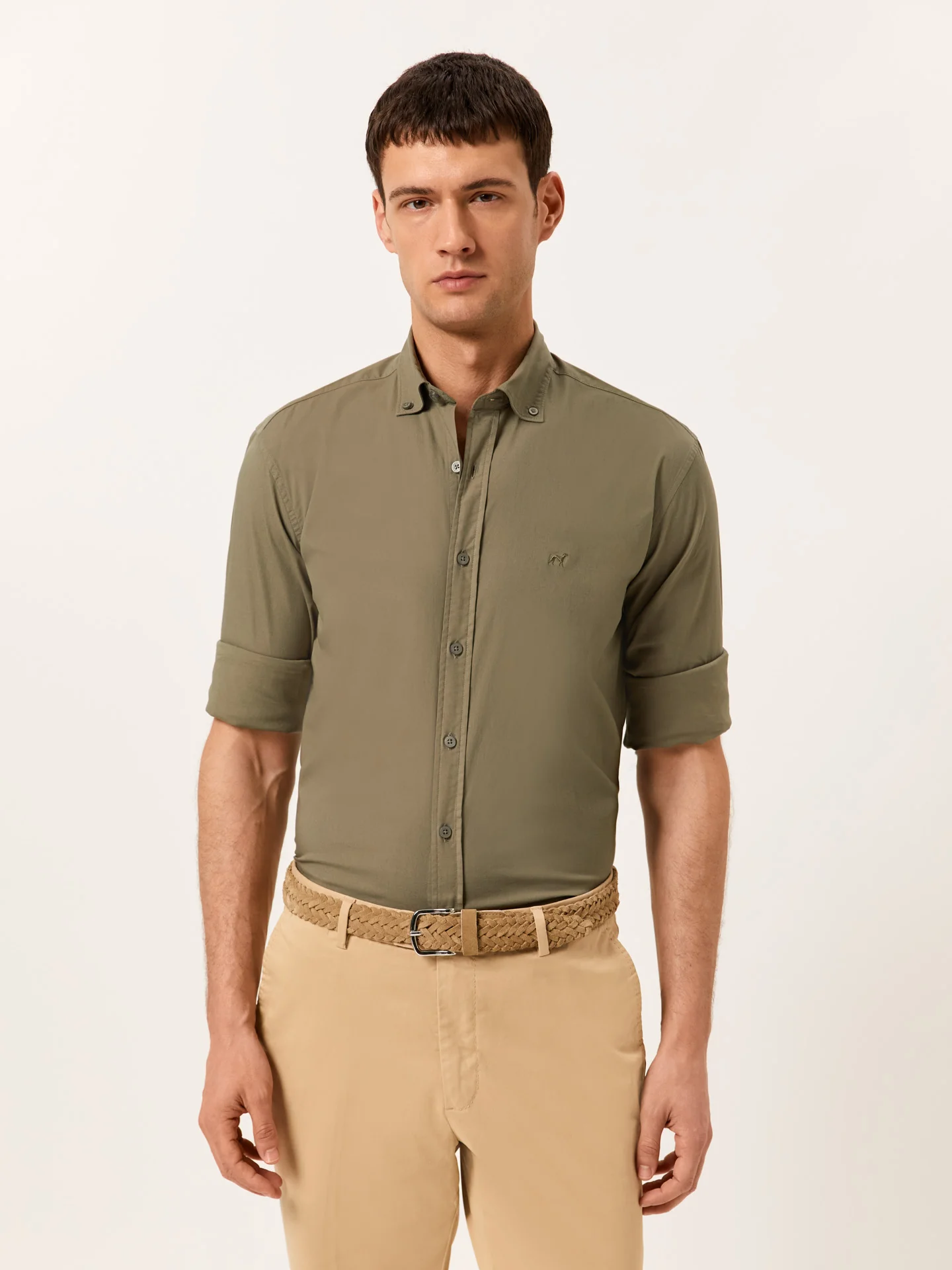 Slim Fit Garment Dye Poplin Shirt on Comfort Cotton - Image 3