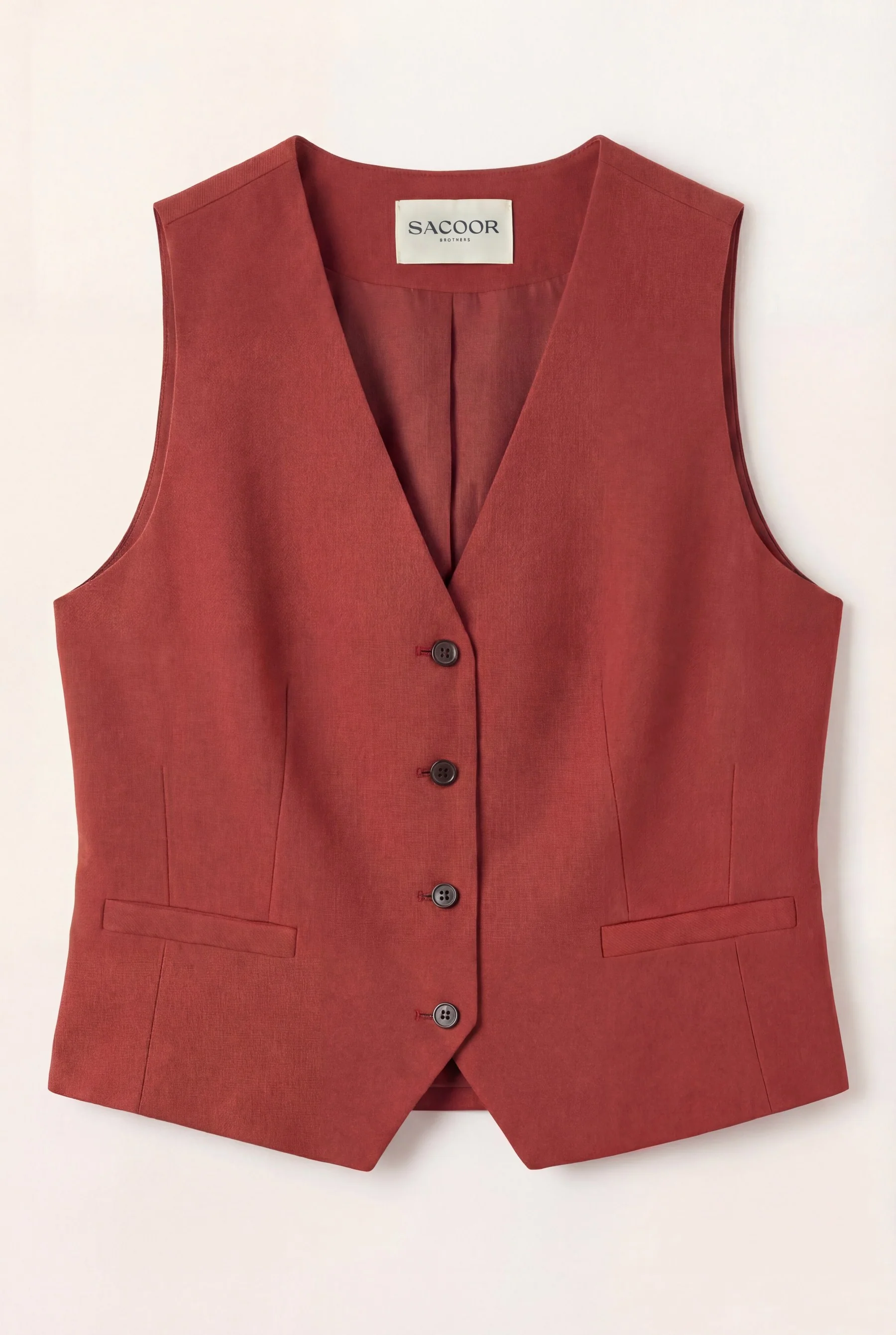 Slim Fit Tailored Vest In Cotton And Linen Blend - Image 7